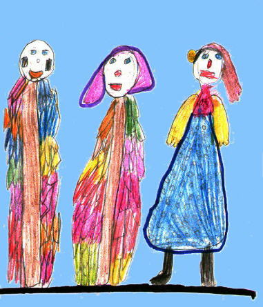 Benjamim, Jasmim e Iai (Desenho de Luanna de Oliveira - 8 anos)